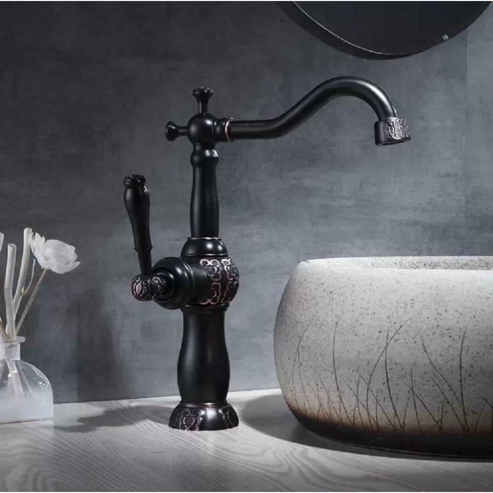 13" Clayborne Oil Rubbed Bronze Bathroom Faucet with Copper Design 13